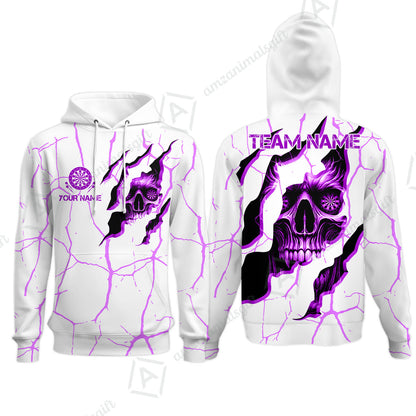 Customized Darts Hoodie, Torn-Up Skull Dartboard Eyes Darts Hoodie Team Style Jersey for Darts Players