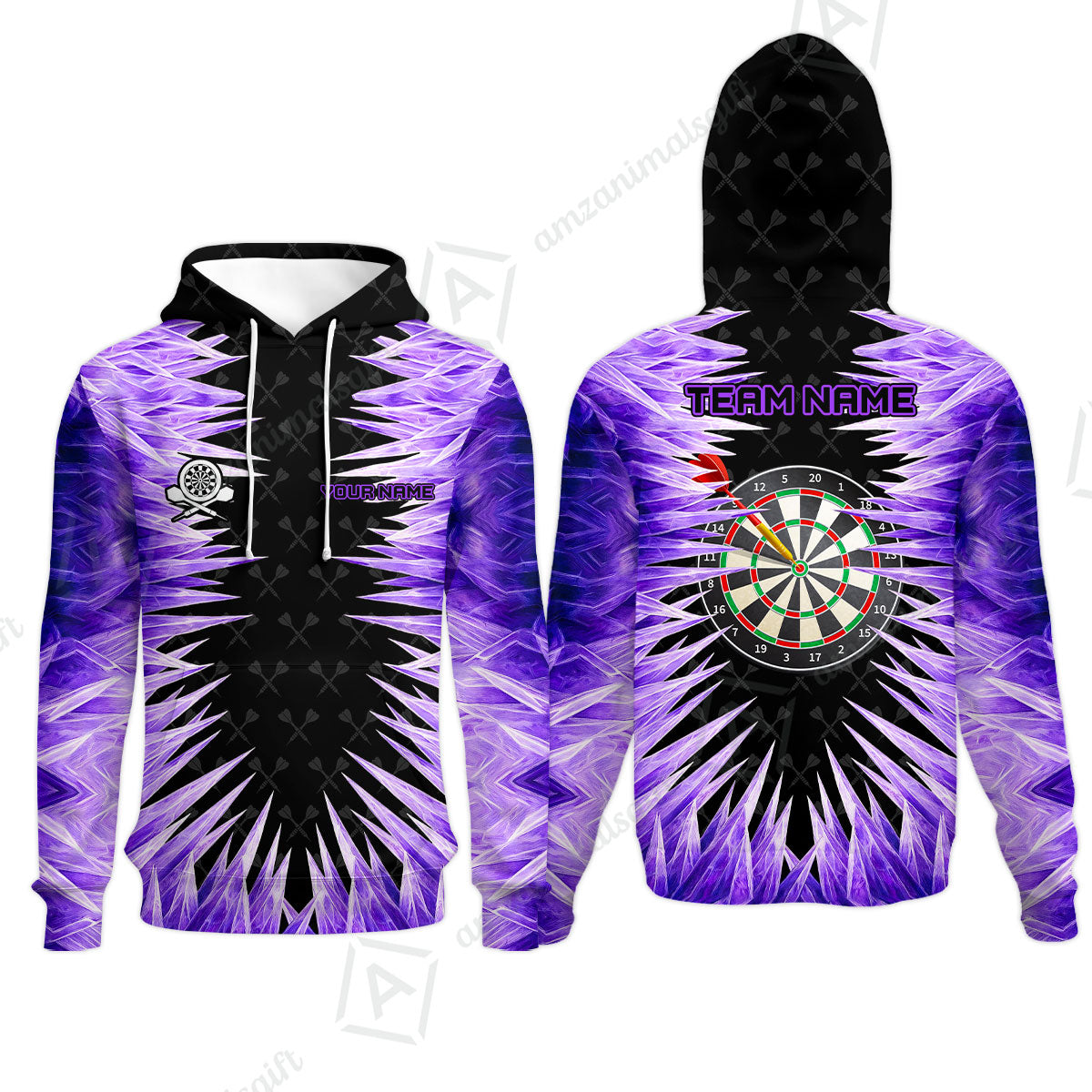 Customized Darts Hoodie, Darts Dartboard Ice And Fire Multicolor Hoodie Jersey For Darts Players