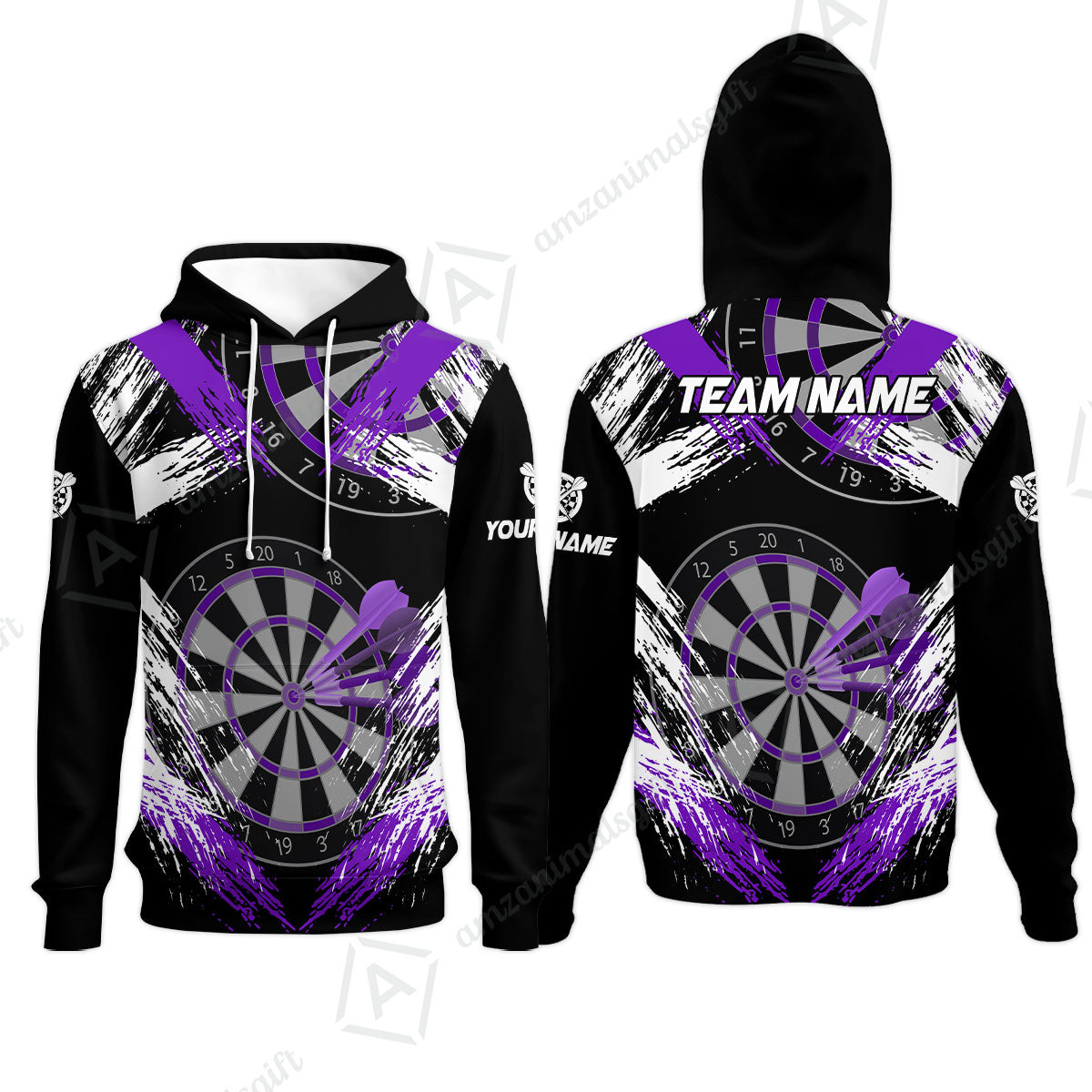Customized Darts Hoodie, Darts Tournament Grunge Style Multicolor Hoodie Jersey For Darts Player