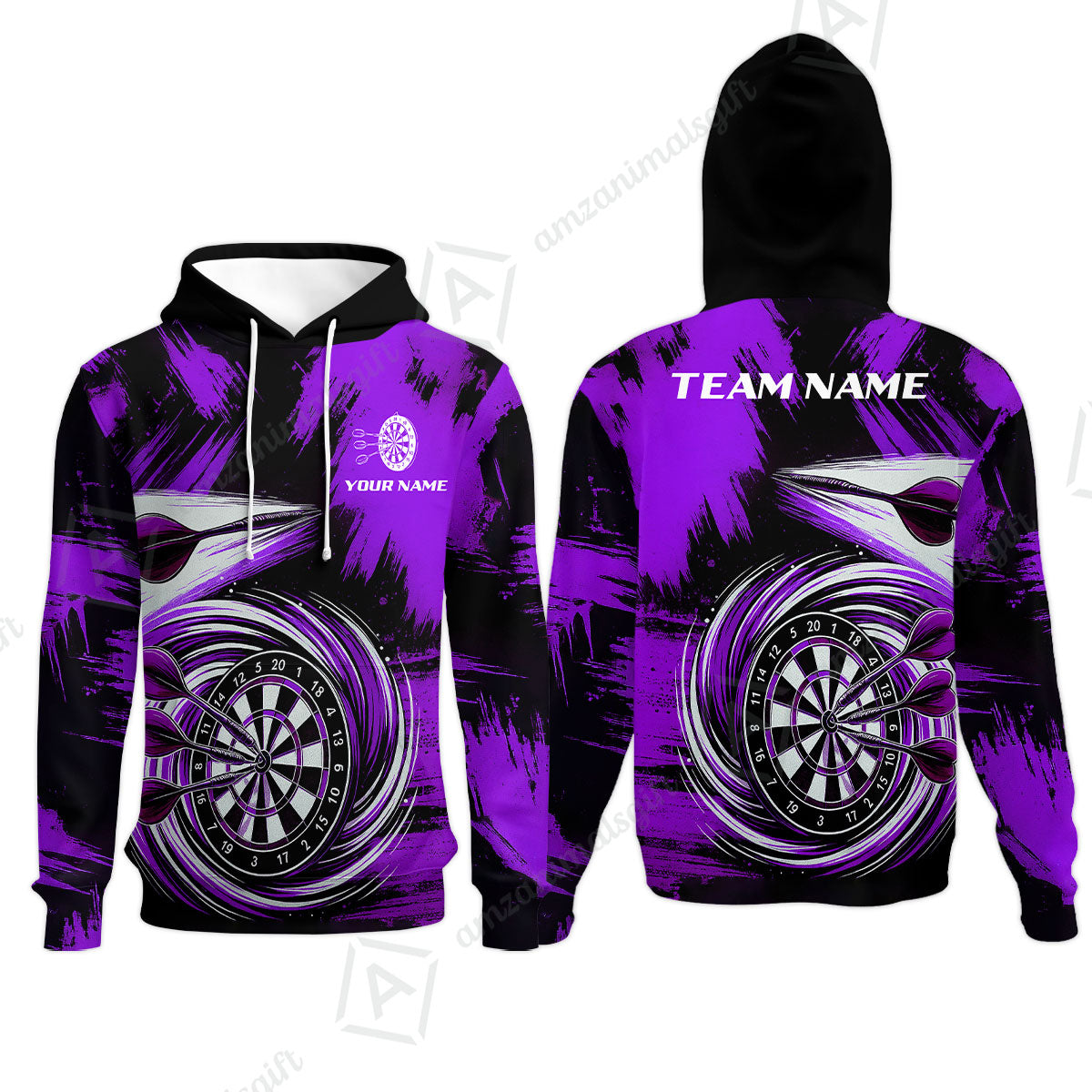 Customized Darts Hoodie, Darts Colorful Wave Custom Name Team Name Hoodie For Darts Player