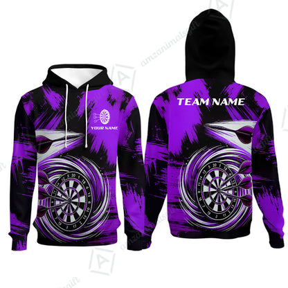 Customized Darts Hoodie, Darts Colorful Wave Custom Name Team Name Hoodie For Darts Player