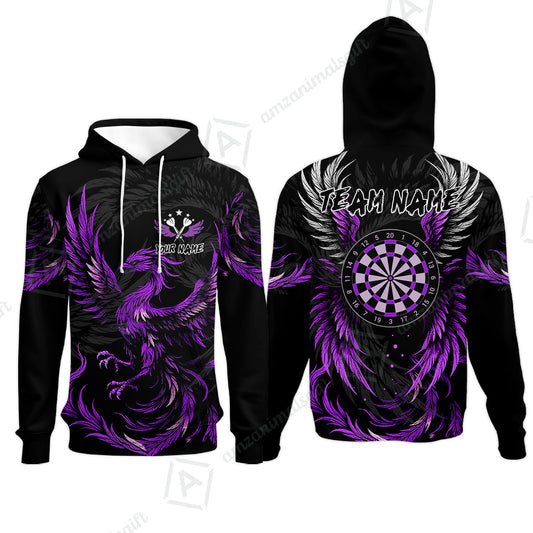 Custom Darts Team Hoodie, Phoenix Dartboard Wings Darts Jersey Hoodie, Custom Name And Team Name Darts Uniforms Jersey