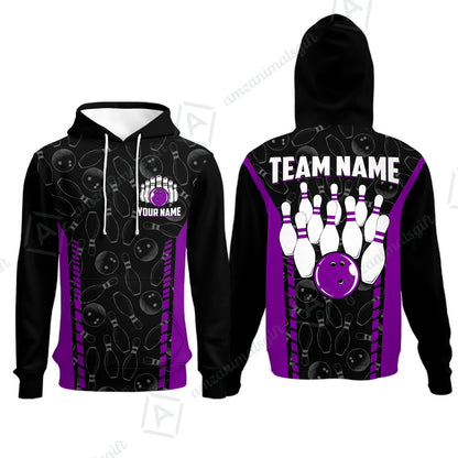 Custom Bowling Unisex Polo Shirts, Bowling Team Jersey Pattern, Bowling uniforms Ball & Pins Multicolor Options