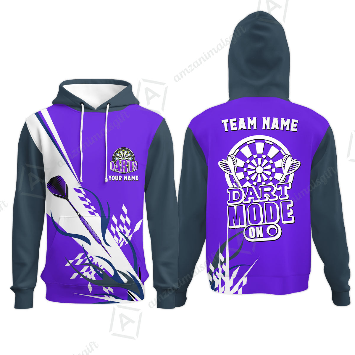 Custom Darts Mode On Multi-Color Team Jersey Polo Quarter-Zip Shirts, Customized Name Team Name Darts Team Jerseys Uniform