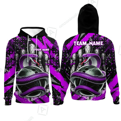 Custom Bowling Team Shirt, Bowling with King Cobra Multicolor, Bowling uniforms, King Cobra Bowling Shirt Personalized Name And Team Name