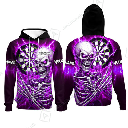 Custom Darts Team Hoodie, Dartboard Electric Skeleton Darts Jersey Hoodie, Custom Darts Uniforms Jersey