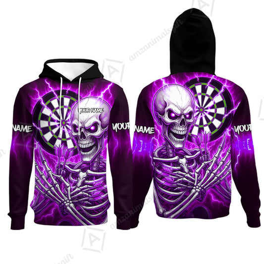 Custom Darts Team Hoodie, Dartboard Electric Skeleton Darts Jersey Hoodie, Custom Darts Uniforms Jersey