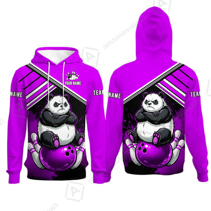 Custom Bowling Jersey Polo Shirt, Panda Mascot Bowling Custom Bowling Jersey Team Shirt For Players With Name & Team Name
