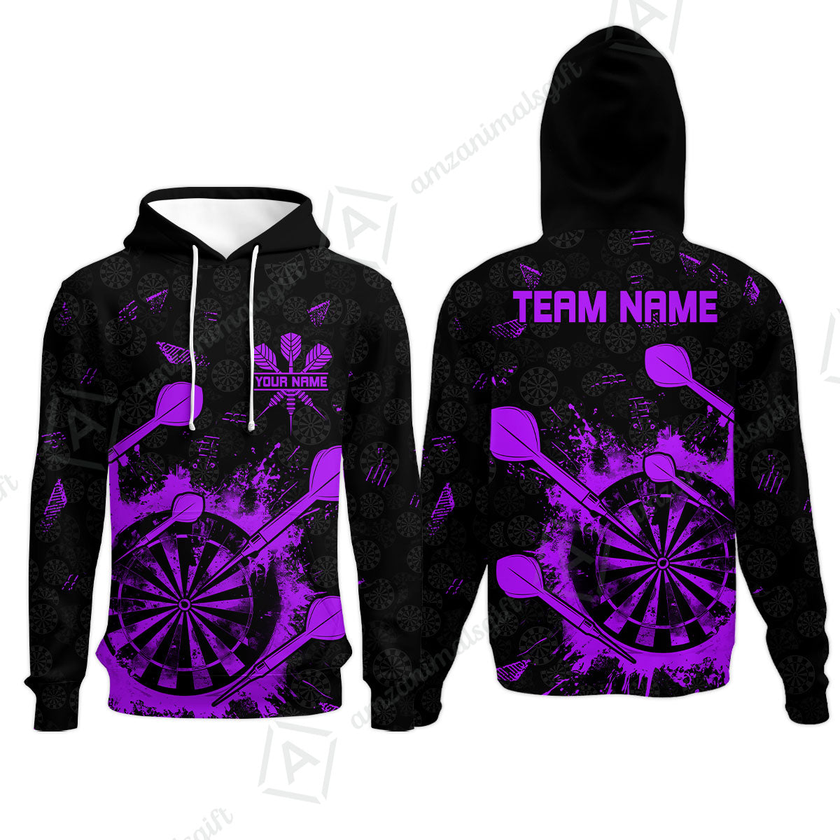 Customized Darts Hoodie, Darts Grunge Dartboard Hoodie Team Style Jersey for Darts Players