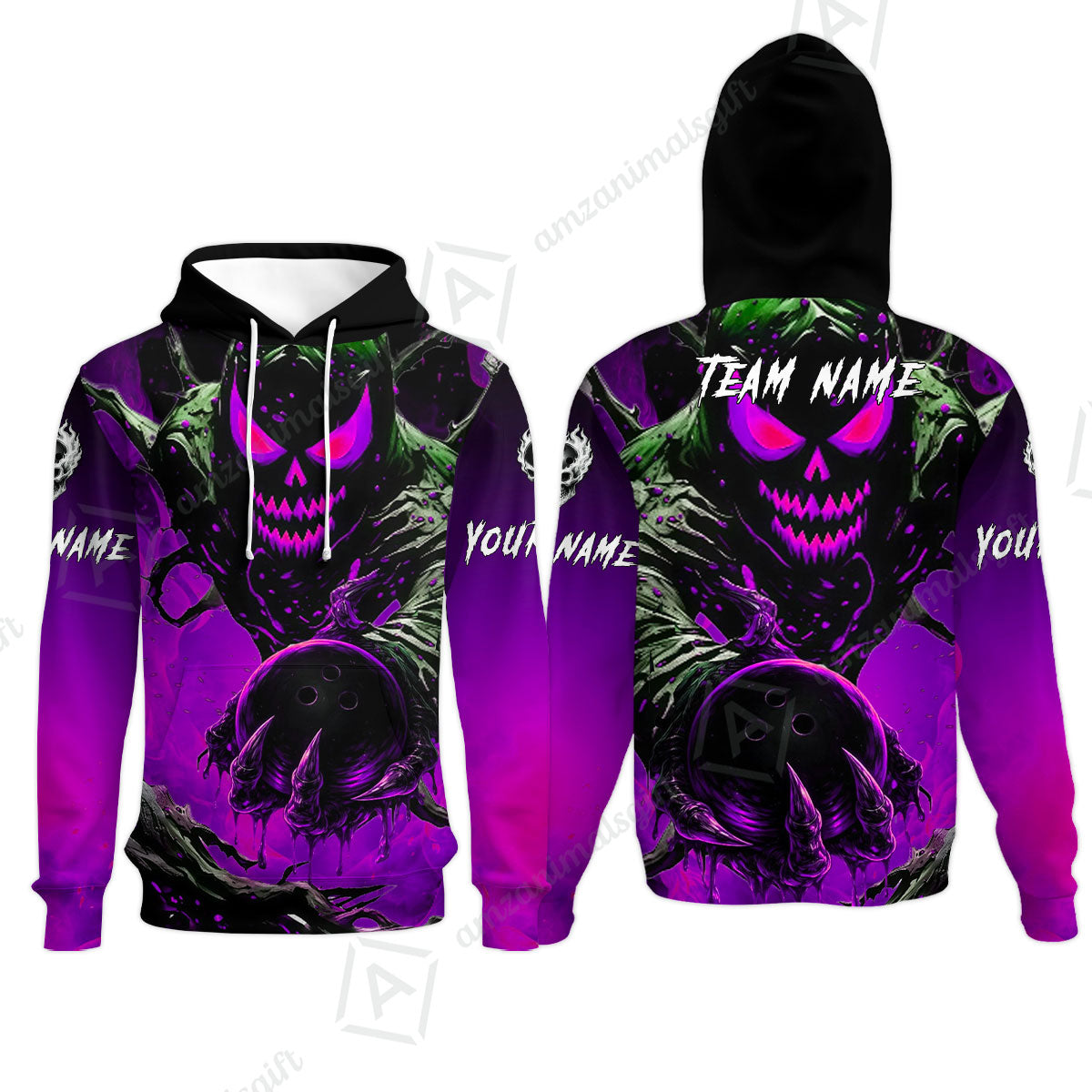 Custom Bowling Team Flat Neck Zip Jersey Shirt, Devil’s Strike Devil’s Strike Power Bowling Edition, Personalized Team Shirt with Custom Name