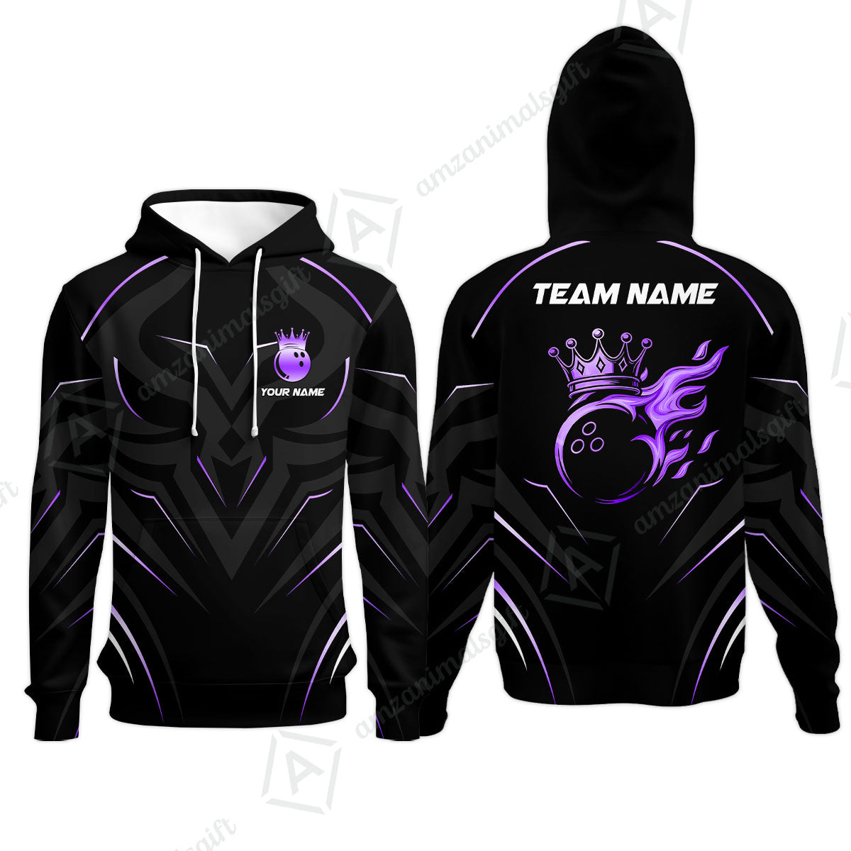 Customized Bowling Hoodie, Custom Crown Bowling Uniform Hawaiian Jersey, Multicolor Team Style Jersey for Bowlers