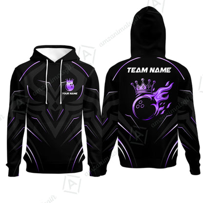 Customized Bowling Hoodie, Custom Crown Bowling Uniform Hawaiian Jersey, Multicolor Team Style Jersey for Bowlers