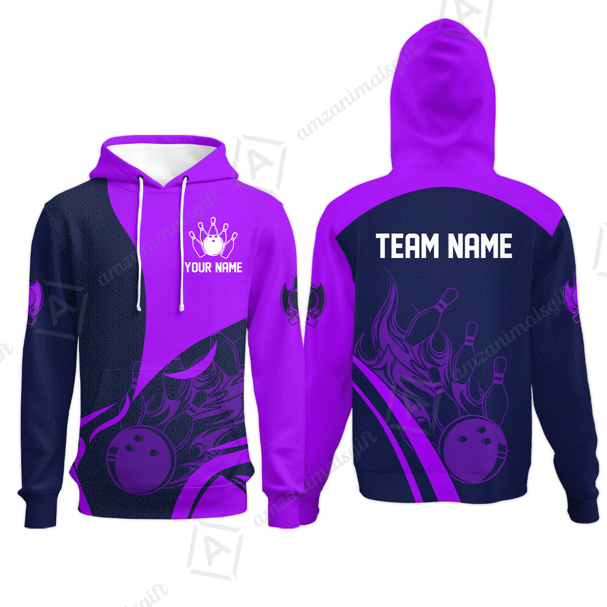 Customized Bowling Hoodie, Flame Bowling Multicolor Custom Team Uniform Hoodie, Jersey for Bowlers