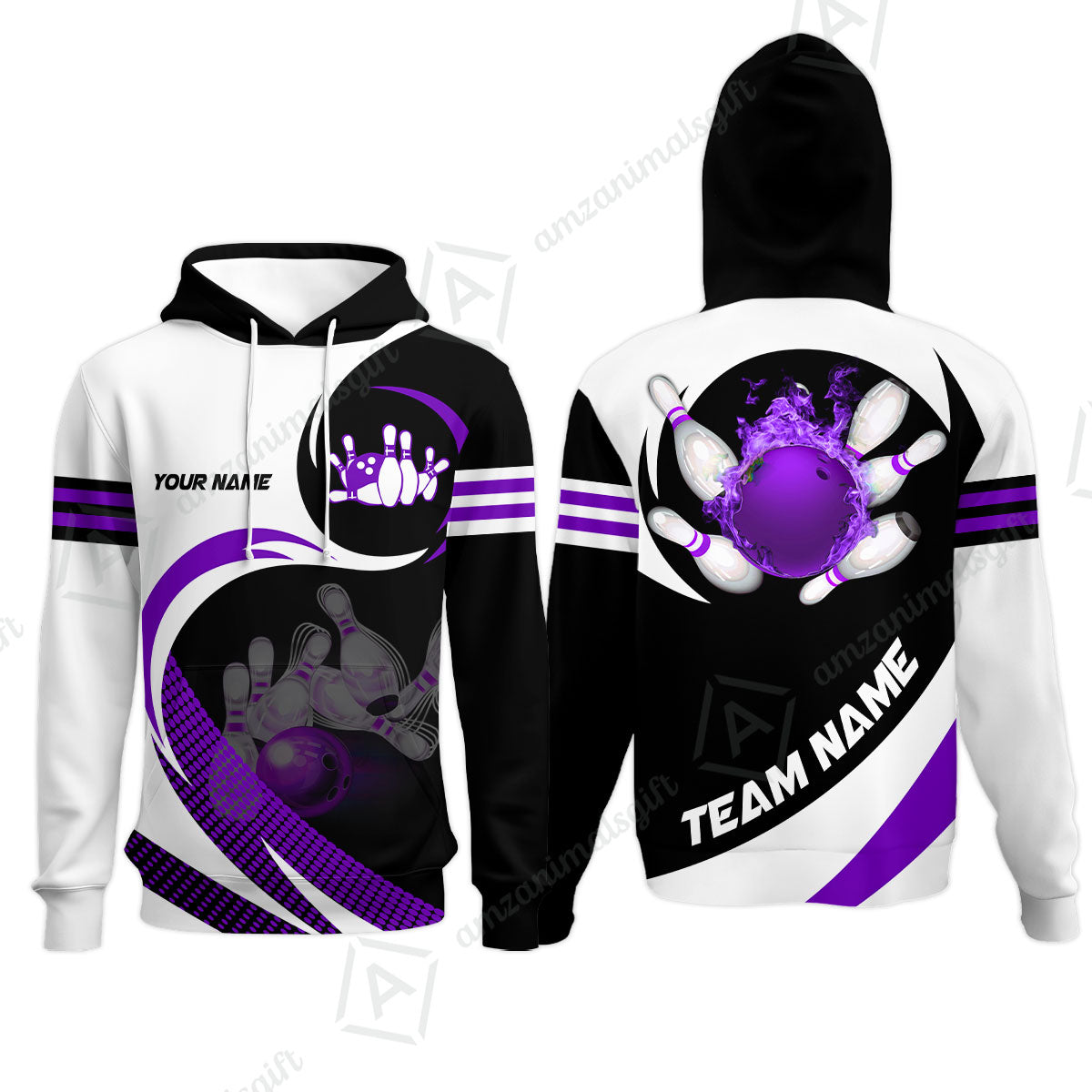 Custom Bowling Team Jersey Shirts, Custom Flame Ball Bowling Uniforms Unisex Polo, Multi Colors Personalized Name And Team Name