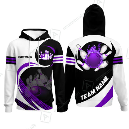 Custom Bowling Team Jersey Shirts, Custom Flame Ball Bowling Uniforms Unisex Polo, Multi Colors Personalized Name And Team Name