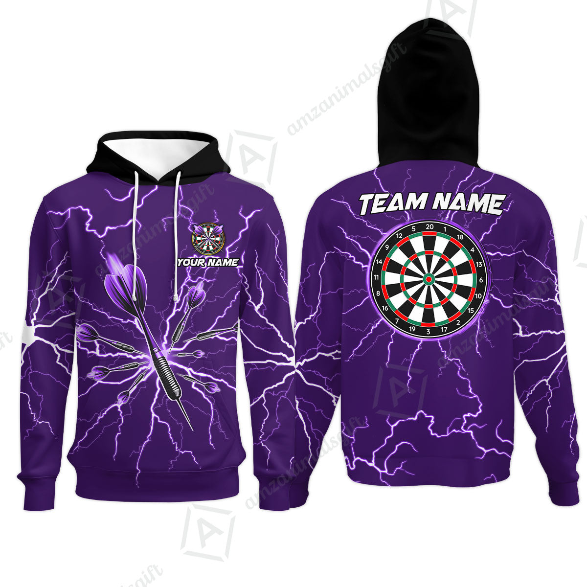 Custom Thunder Lightning Darts Quarter Men Polo Team Shirts,  Custom Darts Team Jerseys Uniform, Personalized Name And Team Name