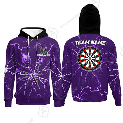 Custom Thunder Lightning Darts Quarter Men Polo Team Shirts,  Custom Darts Team Jerseys Uniform, Personalized Name And Team Name