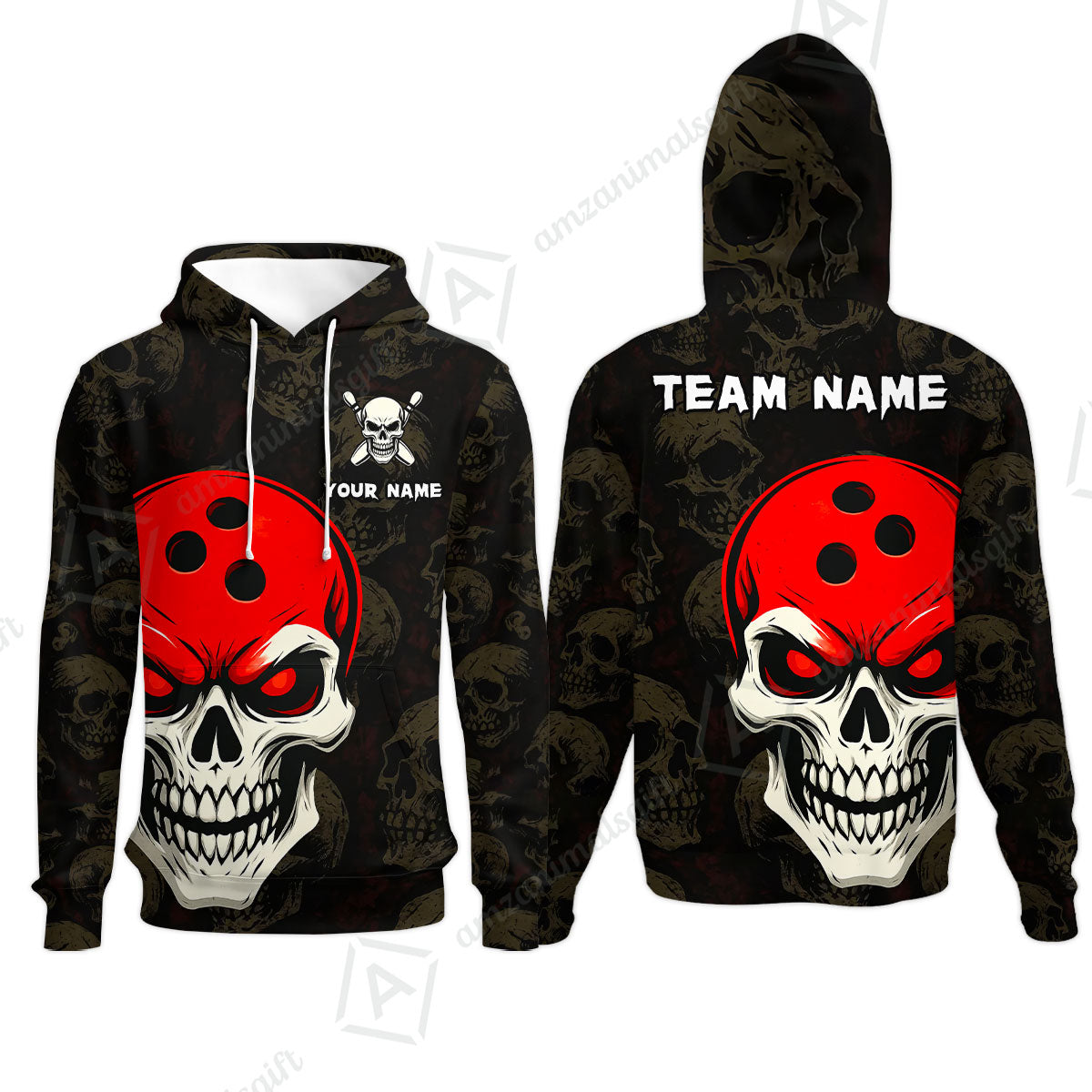 Custom Bowling Team Uniform Jersey Skull Bowling Shirt with Gothic Style, Bowling uniforms, Personalized Name And Team Name
