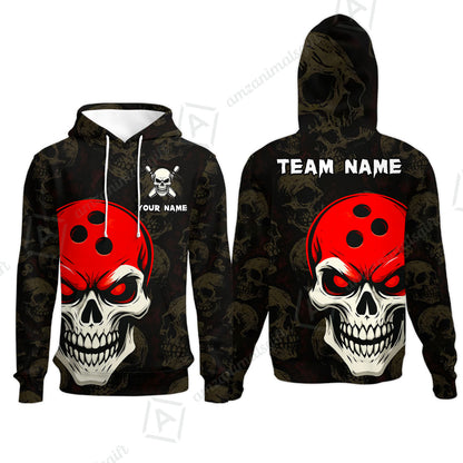 Custom Bowling Team Uniform Jersey Skull Bowling Shirt with Gothic Style, Bowling uniforms, Personalized Name And Team Name