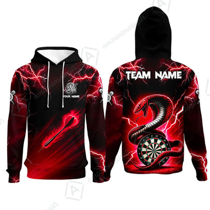 Customized Darts Hoodie, Darts Thunder Lightning Cobra Snake Multicolor Hoodie For Darts Player