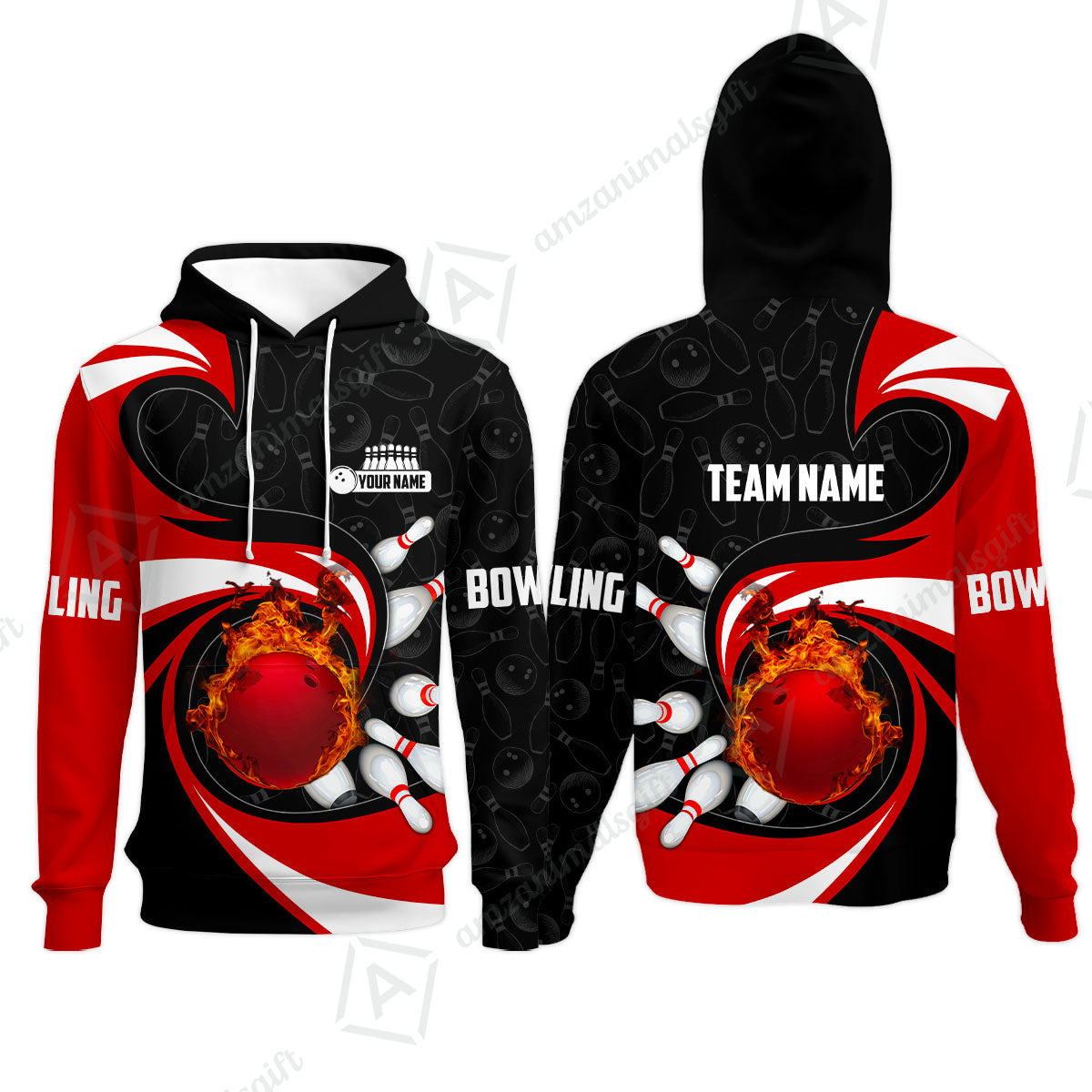 Customized Bowling Jersey Shirt, Bowling Ball And Pins Vortex Pattern Multicolor Customized Name And Team Name For Bowling Team