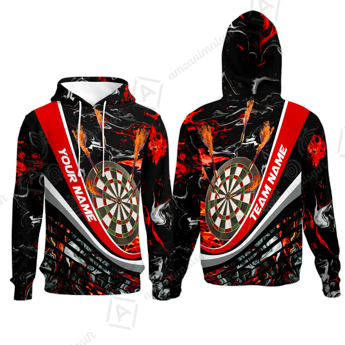 Customized Darts Hoodie, Darts Flaming Magma Multicolor Hoodie Custom Team Jersey For Darts Player