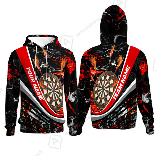 Customized Darts Hoodie, Darts Flaming Magma Multicolor Hoodie Custom Team Jersey For Darts Player
