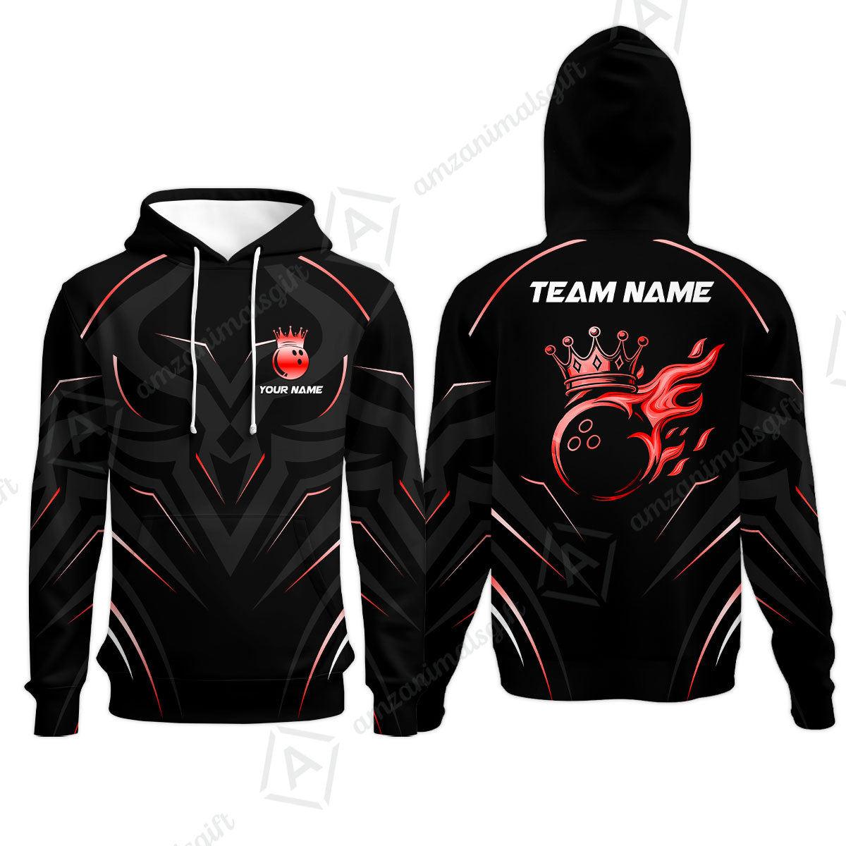 Customized Bowling Hoodie, Custom Crown Bowling Uniform Hawaiian Jersey, Multicolor Team Style Jersey for Bowlers