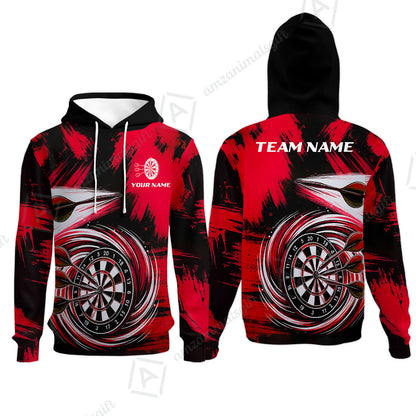 Customized Darts Hoodie, Darts Colorful Wave Custom Name Team Name Hoodie For Darts Player