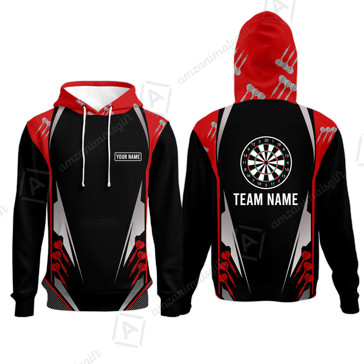 Customized Name & Text Darts Hoodie, Personalized Darts Team Hoodie For Summer - Gift For Darts Lovers, Darts Players Uniforms