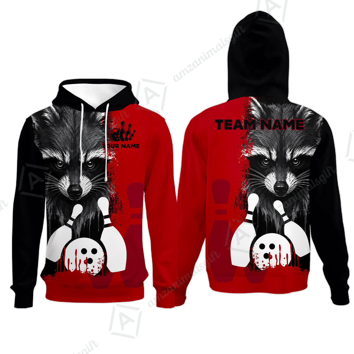 Custom Bowling Jersey Polo Shirt, Raccoon Bowling, Custom Bowling Jersey Team Shirt For Players With Name & Team Name