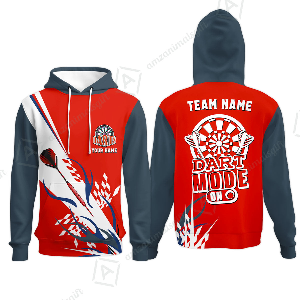 Custom Darts Mode On Multi-Color Team Jersey Polo Quarter-Zip Shirts, Customized Name Team Name Darts Team Jerseys Uniform