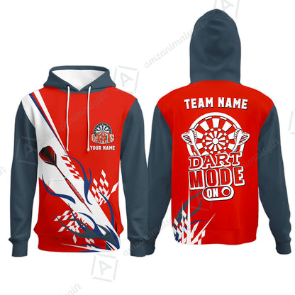 Custom Darts Mode On Multi-Color Team Jersey Polo Quarter-Zip Shirts, Customized Name Team Name Darts Team Jerseys Uniform