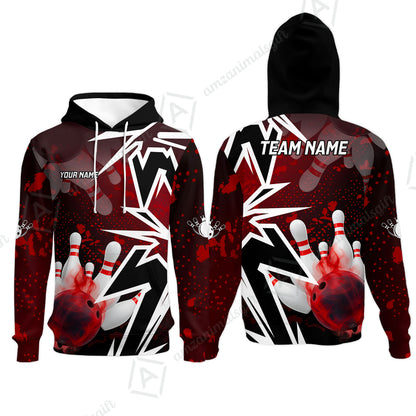 Customized Bowling Polo, Bowling And Pins Smoke Multicolor Option Customized Name And Team Zipper Polo Jerseys Shirts