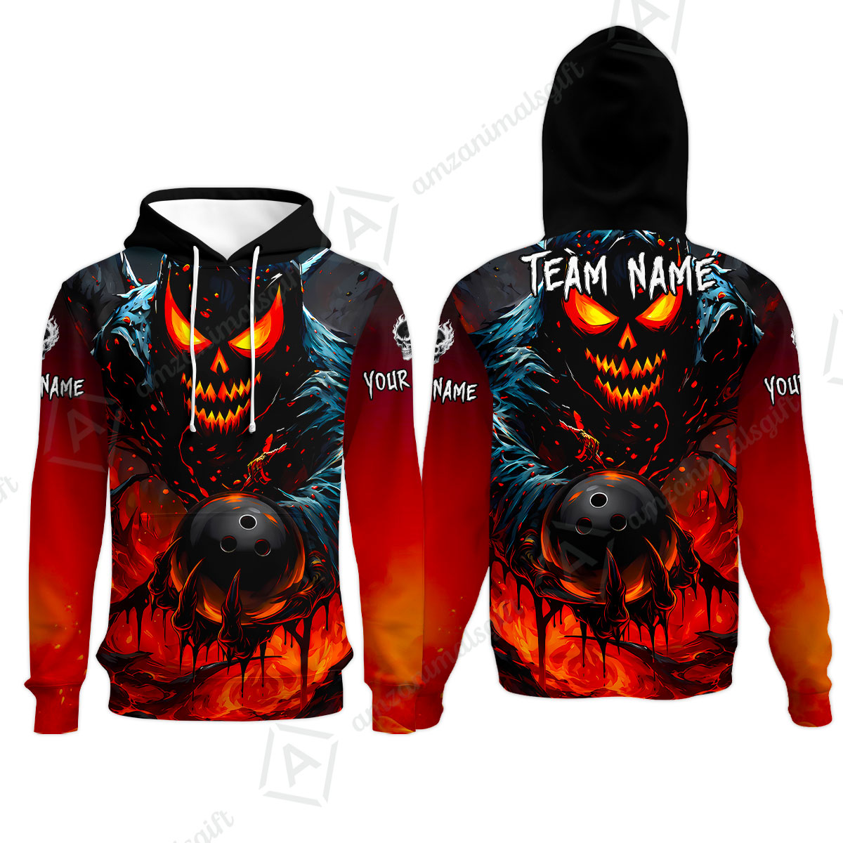 Custom Bowling Jersey Polo Shirt, Hellfire Strike, Custom Bowling Jersey Team Shirt For Players With Name & Team Name