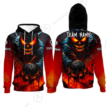Custom Bowling Jersey Polo Shirt, Hellfire Strike, Custom Bowling Jersey Team Shirt For Players With Name & Team Name