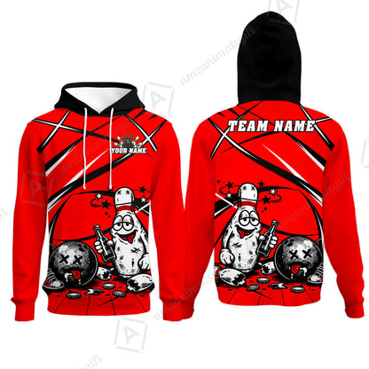 Custom Bowling Jersey Polo Shirt, Drunk Bowling Pin And Ball, Custom Bowling Jersey Team Shirt For Players With Name & Team Name