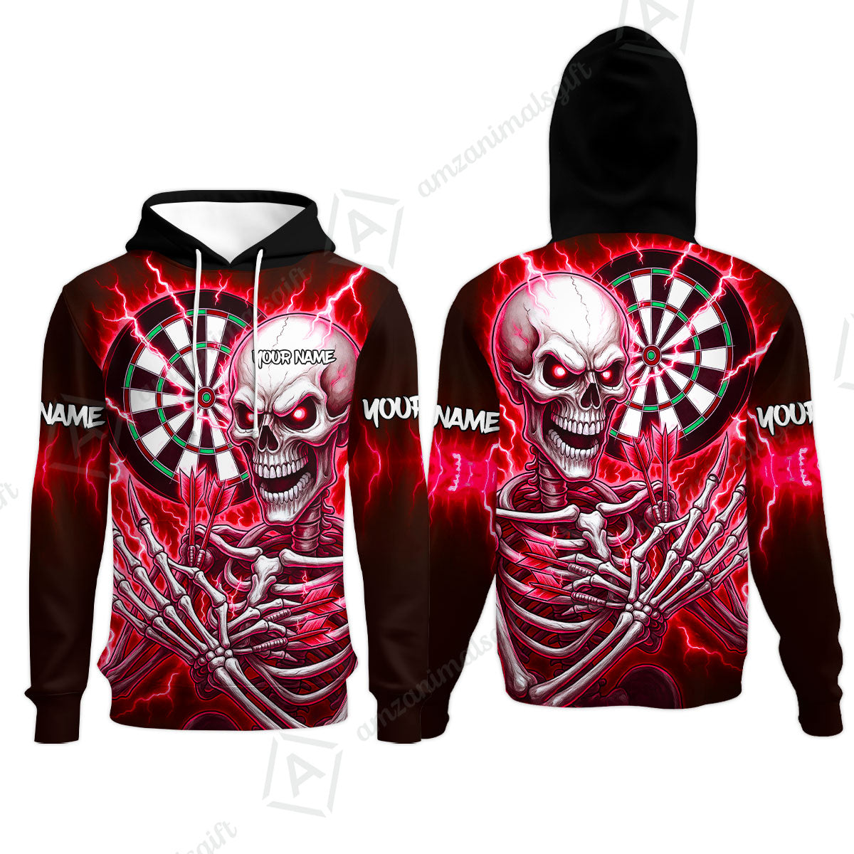 Custom Darts Team Hoodie, Dartboard Electric Skeleton Darts Jersey Hoodie, Custom Darts Uniforms Jersey
