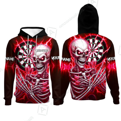 Custom Darts Team Hoodie, Dartboard Electric Skeleton Darts Jersey Hoodie, Custom Darts Uniforms Jersey
