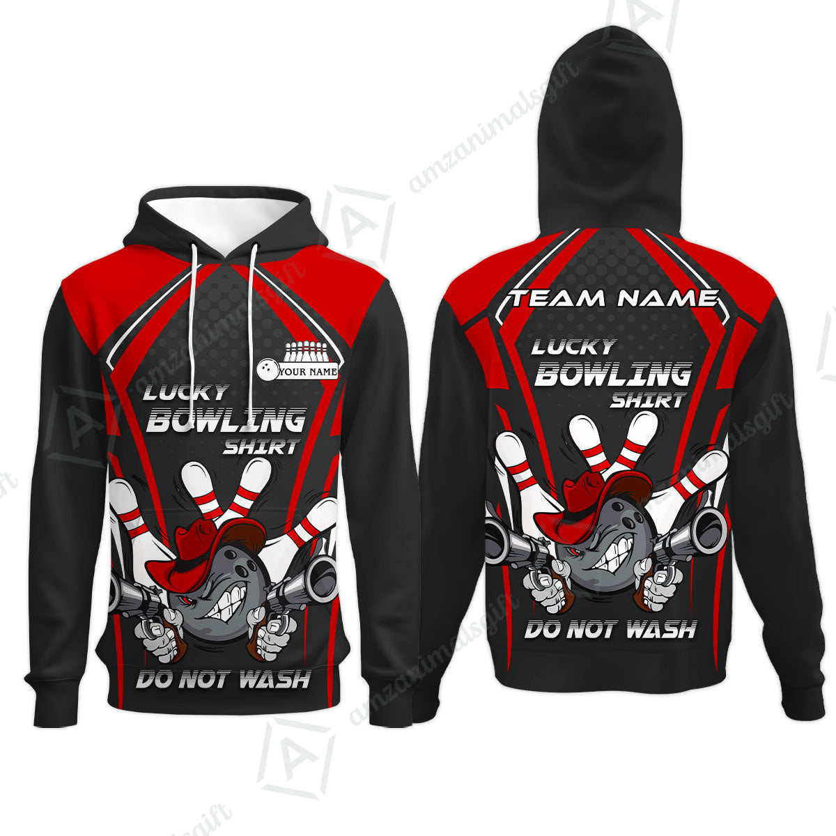 Customized Bowling Team Hoodie, Lucky Bowling Shirt Do Not Wash Bowling Ball Aiming Guns, Personalized Name Bowling Shirt