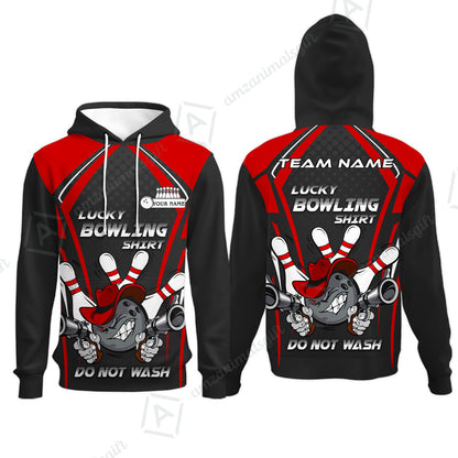 Customized Bowling Team Hoodie, Lucky Bowling Shirt Do Not Wash Bowling Ball Aiming Guns, Personalized Name Bowling Shirt
