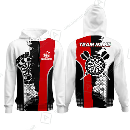 Custom Grunge Style Darts Team Jersey Polo Quarter-Zip Shirts, Custom Darts Team Jerseys Uniform, Personalized Name And Team Name