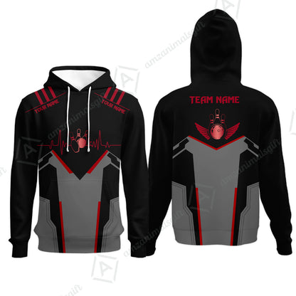 Personalized Polo Bowling Shirt Heartbeat And Esports Pattern Team Jersey Shirt For Men Women Bowlers