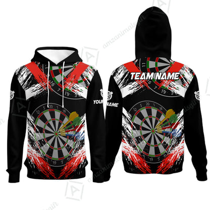 Customized Darts Hoodie, Darts Tournament Grunge Style Multicolor Hoodie Jersey For Darts Player