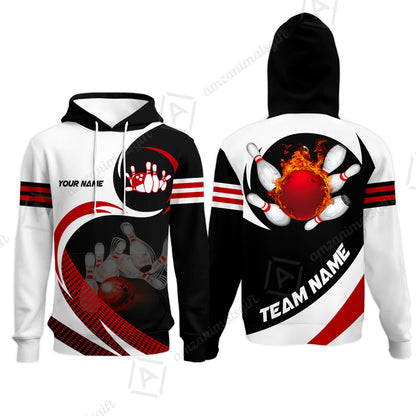 Custom Bowling Team Jersey Shirts, Custom Flame Ball Bowling Uniforms Unisex Polo, Multi Colors Personalized Name And Team Name