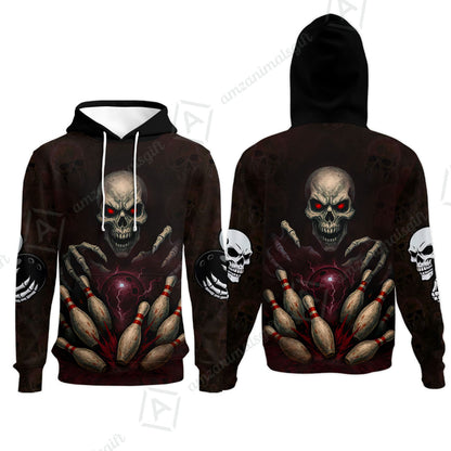 Custom Colorful Skull Bowling Team Jerseys Polo Shirts, Bowling uniforms, Multicolor Skull Bowling Personalized Name And Team Name