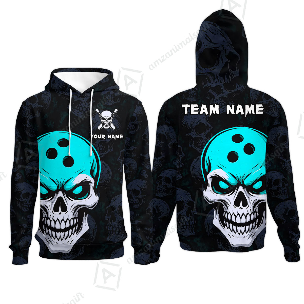 Custom Bowling Team Uniform Jersey Skull Bowling Shirt with Gothic Style, Bowling uniforms, Personalized Name And Team Name