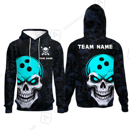 Custom Bowling Team Uniform Jersey Skull Bowling Shirt with Gothic Style, Bowling uniforms, Personalized Name And Team Name