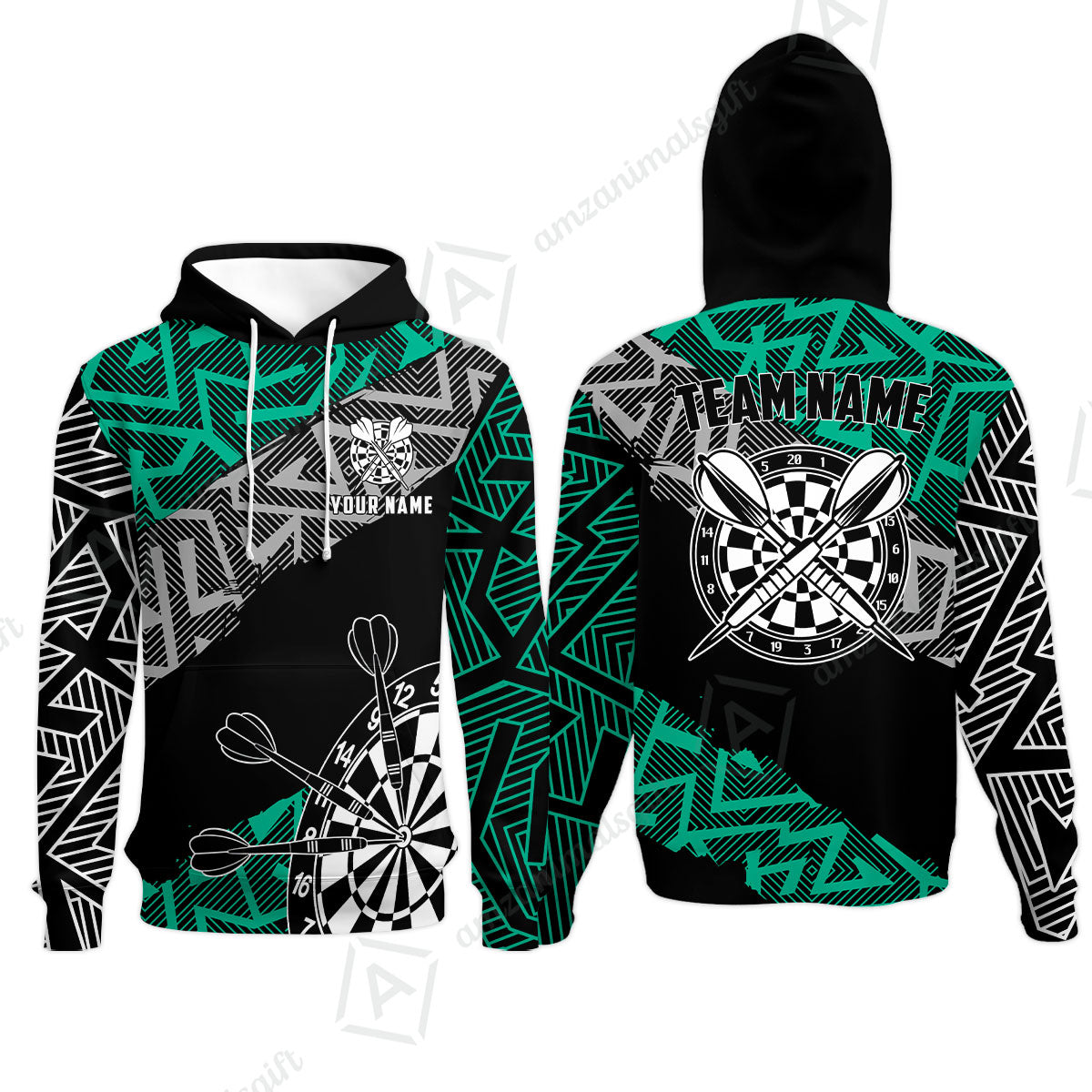 Custom Zig-Zag Pattern Darts Quarter-Zip Polo Shirts,  Custom Darts Team Jerseys Uniform, Personalized Name And Team Name
