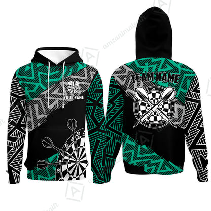 Custom Zig-Zag Pattern Darts Quarter-Zip Polo Shirts,  Custom Darts Team Jerseys Uniform, Personalized Name And Team Name